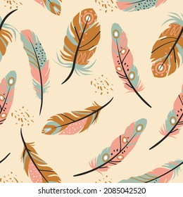 Boho pattern design. Ethnic mystic spiritual style wallpaper. Magic, esoteric, tribal outline boho pattern. Catcher texture. Spiritual decoration. Sacred boho fabric fashion decor. Vector illustration