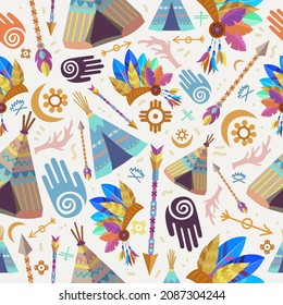 Boho pattern design. Ethnic mystic spiritual style wallpaper. Magic, esoteric, tribal outline boho pattern. Catcher texture. Spiritual decoration. Sacred boho fabric fashion decor. Vector illustration
