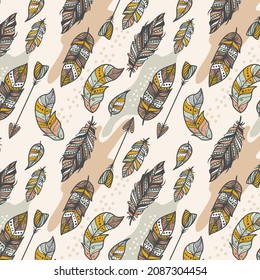 Boho pattern design. Ethnic mystic spiritual style wallpaper. Magic, esoteric, tribal outline boho pattern. Catcher texture. Spiritual decoration. Sacred boho fabric fashion decor. Vector illustration