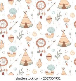 Boho Muster Design. Ethnische mystische spirituelle Tapete. Magisches, esoterisches, Stammes umrissenes Boho-Muster. Fangstruktur. Spirituelle Dekoration. Modedededekor mit Sacred Boho-Stoff. Vektorgrafik