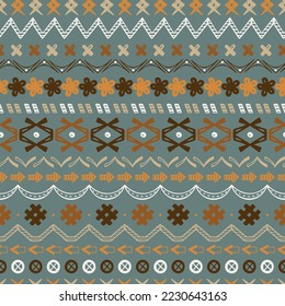 Boho pattern. Ethnic Seamless Pattern. Hand Drawn Tribal Geometric Ornamental Background. Abstract Traditional Decorative Ornament. Earth tone colors