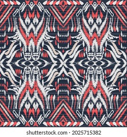 Patrón boho ikat patrón gitano africano y norteamericano tela japonesa mexicana boho patrón textil de moda étnica vector textura de ornamento sin costura textura nativa ropa abstracta amarra alfombra bohemiana