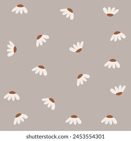 Boho pattern with neutral color. Nature motives, daisy flowers, nursery pattern suitable for kids fabric pattern