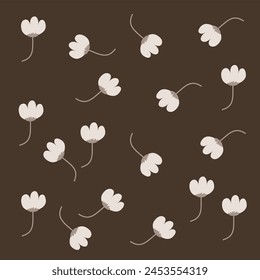 Boho pattern with neutral color. Nature motives, flowers, nursery pattern suitable for kids fabric pattern