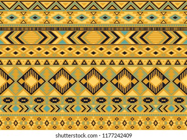 Boho pattern tribal ethnic motifs geometric seamless vector background. Chic ikat tribal motifs clothing fabric textile print traditional design with triangle and rhombus shapes.