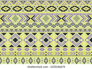 Boho pattern tribal ethnic motifs geometric seamless vector background. Abstract indonesian tribal motifs clothing fabric textile print traditional design with triangle and rhombus shapes.