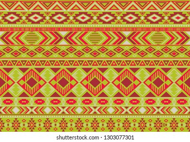 Boho pattern tribal ethnic motifs geometric seamless vector background. Cool ikat tribal motifs clothing fabric textile print traditional design with triangle and rhombus shapes.