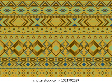 Boho pattern tribal ethnic motifs geometric seamless vector background. Graphic ikat tribal motifs clothing fabric textile print traditional design with triangle and rhombus shapes.