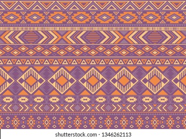 Boho pattern tribal ethnic motifs geometric seamless vector background. Trendy ikat tribal motifs clothing fabric textile print traditional design with triangle and rhombus shapes.