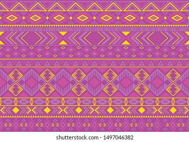Boho pattern tribal ethnic motifs geometric seamless vector background. Trendy boho tribal motifs clothing fabric textile print traditional design with triangle and rhombus shapes.