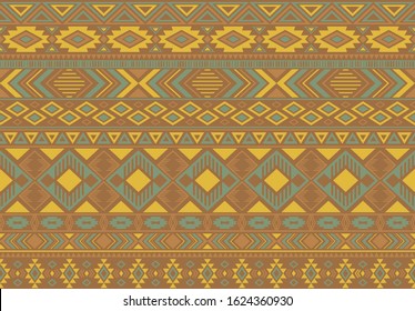 Boho pattern tribal ethnic motifs geometric seamless vector background. Fashionable ikat tribal motifs clothing fabric textile print traditional design with triangle and rhombus shapes.