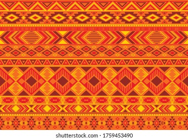 Boho pattern tribal ethnic motifs geometric seamless vector background. Fashionable indian tribal motifs clothing fabric textile print traditional design with triangle and rhombus shapes.
