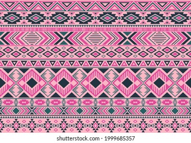 Boho pattern tribal ethnic motifs geometric seamless vector background. Chic indian tribal motifs clothing fabric textile print traditional design with triangle and rhombus shapes.