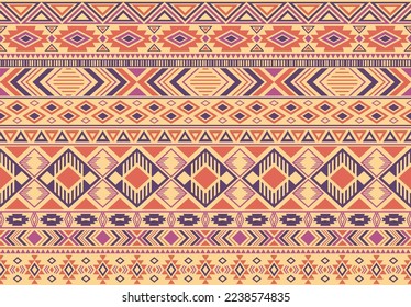 Boho pattern tribal ethnic motifs geometric seamless vector background. Cool indian tribal motifs clothing fabric textile print traditional design with triangle and rhombus shapes.