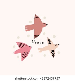 Boho Peace Bird for kids print. Perfect for t-shirt, card, poster childish design