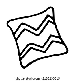 Boho pillow doodle style vector illustration isolated on white background