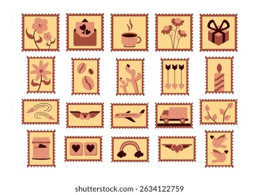 Boho Postage Stamp Element Set