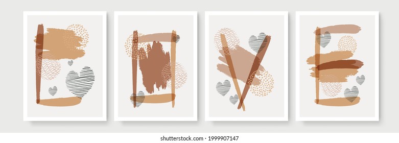 Boho poster. Mid century modern design. A trendy set of abstract hand painted illustrations for wall decor, social media banner, brochure cover design or postcard background. Watercolor brush