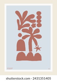 Boho poster print. Modern style, pastel colors