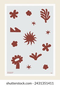 Boho poster print. Modern style, pastel colors