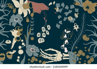 Boho poster. Sacred flower mystery of female magic