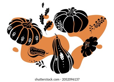 Boho pumpkin design textile print