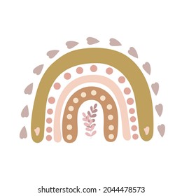Boho rainbow abstract shapes, simple hand drawn silhouette vector illustration in trendy pastel colors, minimalist concept perfect for making cards, banners, modern posters, textile, papercraft