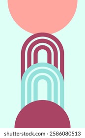 Boho Rainbow Art Illustration Background. Flat Geometric Boho Rainbow Art Background