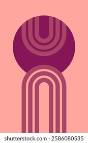 Boho Rainbow Art Illustration Background. Flat Geometric Boho Rainbow Art Background