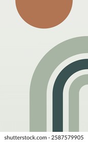 Boho Rainbow Art Illustration Background. Flat Geometric Boho Rainbow Art Background