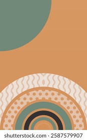 Boho Rainbow Art Illustration Background. Flat Geometric Boho Rainbow Art Background