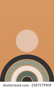 Boho Rainbow Art Illustration Background. Flat Geometric Boho Rainbow Art Background