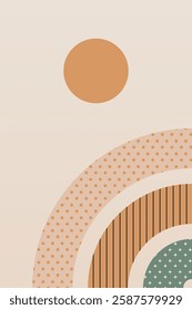 Boho Rainbow Art Illustration Background. Flat Geometric Boho Rainbow Art Background