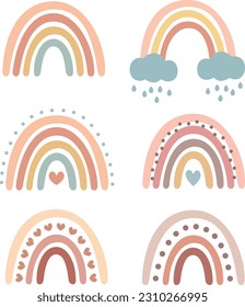 Boho rainbow bundle vector images.