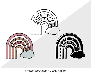 Boho Rainbow Clipart SVG Printable Vector Illustration