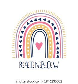 Boho rainbow cute simple naive vector icon