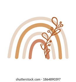 Boho rainbow design element with floral. Vector illustration.