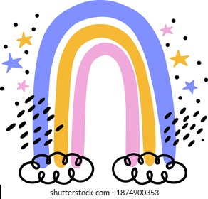 Boho Rainbow drawing funny clipart