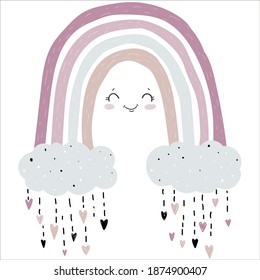 Boho Rainbow drawing funny clipart