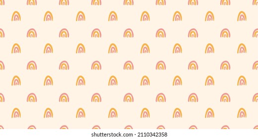 Boho Rainbow Earthy Tones Minimalist Seamless Pattern Vector illustration Gender-Neutral Nursery Design 