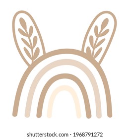 Boho rainbow element with bunny ears. Vector illustration