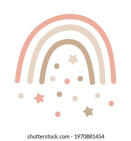 Boho rainbow element with stars. Vector illustration