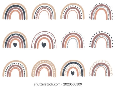 Boho rainbow hand draw vector