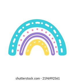 arcoíris de boho. elementos decorativos de tarjeta de bienvenida de bebé dibujados a mano arcoíris pastel