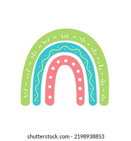 arcoíris de boho. elementos decorativos de tarjeta de bienvenida de bebé dibujados a mano arcoíris pastel