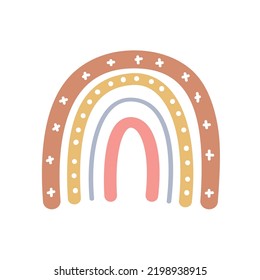 boho rainbow. hand drawn pastel rainbow baby greeting card decorative elements