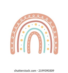 arcoíris de boho. elementos decorativos de tarjeta de bienvenida de bebé dibujados a mano arcoíris pastel