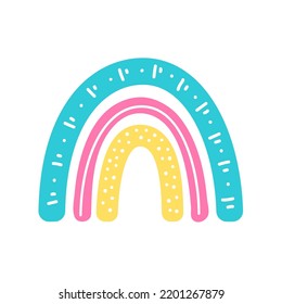 Boho Regenbogen. handgezeichnete pastellfarbene Regenbogen-Kindergrußkartenelemente