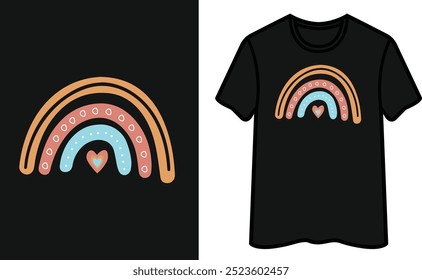 Boho Rainbow Heart Diseño de camiseta 