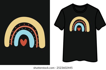 Boho Rainbow Heart Diseño de camiseta